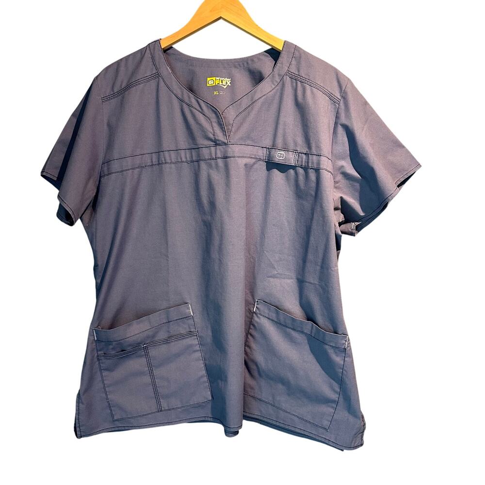 Wonder Flex Size XL Ladies Scrub top Blue Nurse Doc Healthcare Style #6208